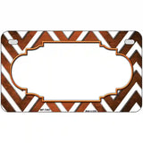 Orange White Chevron Scallop Oil Rubbed Metal Novelty License Plate 7" x 4" (MP)