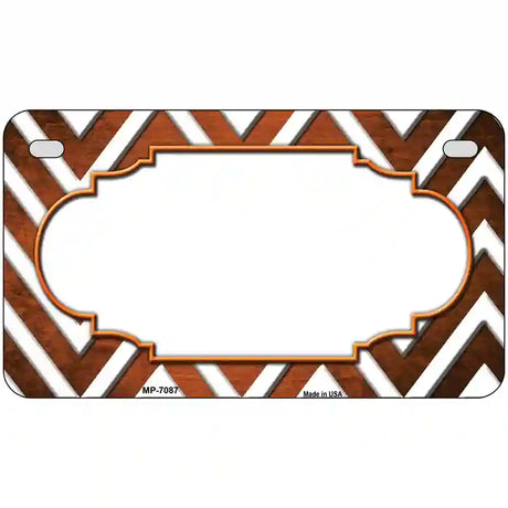 Orange White Chevron Scallop Oil Rubbed Metal Novelty License Plate 7" x 4" (MP)