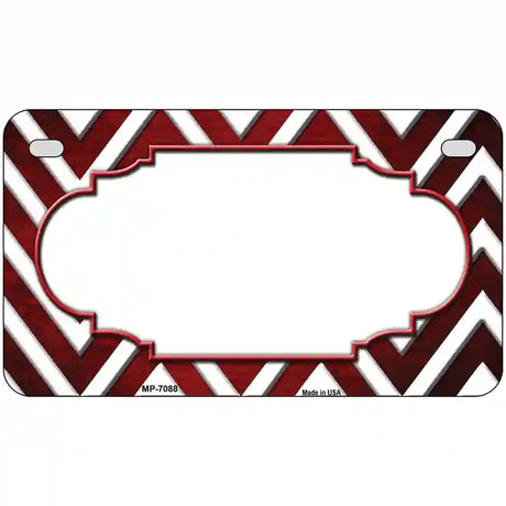 Red White Chevron Scallop Oil Rubbed Metal Novelty License Plate 7" x 4" (MP)