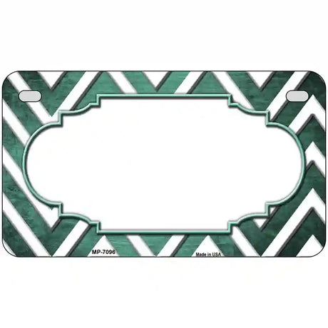 Mint White Chevron Scallop Oil Rubbed Metal Novelty License Plate 7" x 4" (MP)