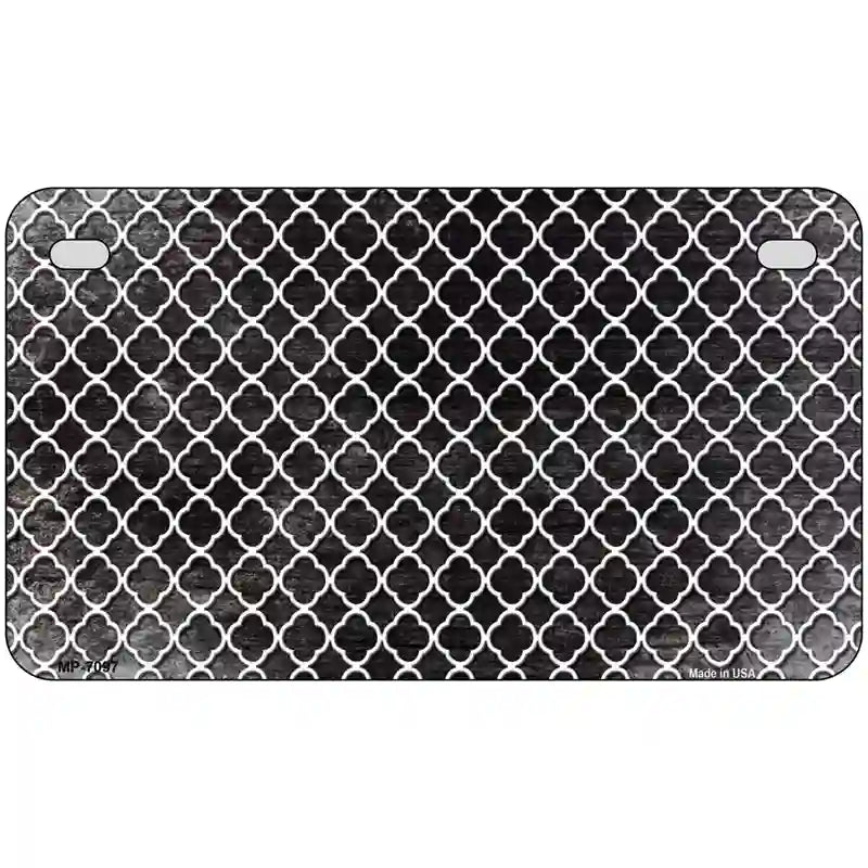 Black White Quatrefoil Oil Rubbed Metal Novelty License Plate 7" x 4" (MP)