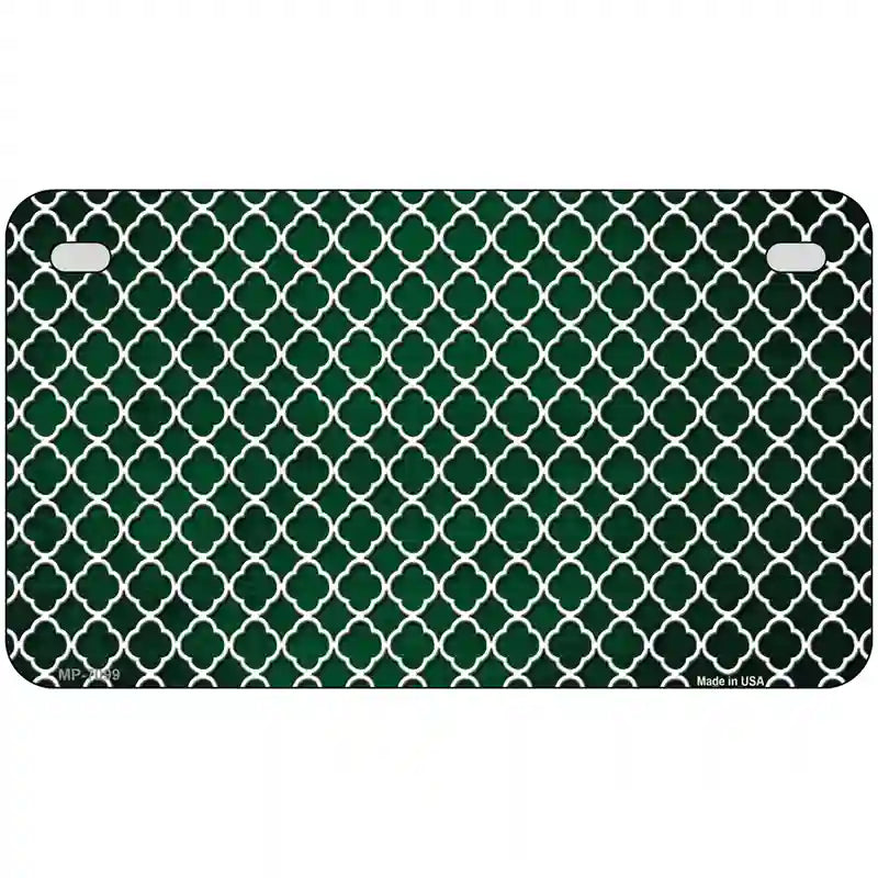 Green White Quatrefoil Oil Rubbed Metal Novelty License Plate 7" x 4" (MP)