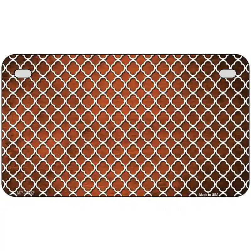 Orange White Quatrefoil Oil Rubbed Metal Novelty License Plate 7" x 4" (MP)