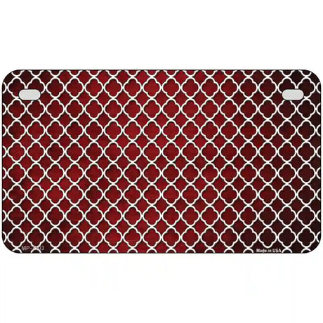 Red White Quatrefoil Oil Rubbed Metal Novelty License Plate 7" x 4" (MP)