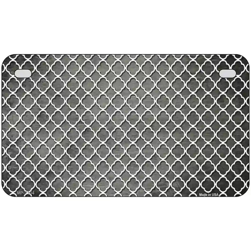 Gray White Quatrefoil Oil Rubbed Metal Novelty License Plate 7" x 4" (MP)