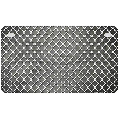 Gray White Quatrefoil Oil Rubbed Metal Novelty License Plate 7" x 4" (MP)