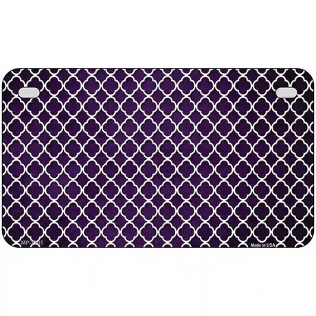 Purple White Quatrefoil Oil Rubbed Metal Novelty License Plate 7" x 4" (MP)