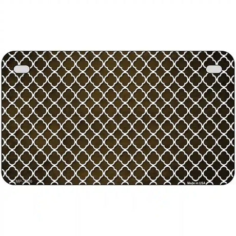 Brown White Quatrefoil Oil Rubbed Metal Novelty License Plate 7" x 4" (MP)