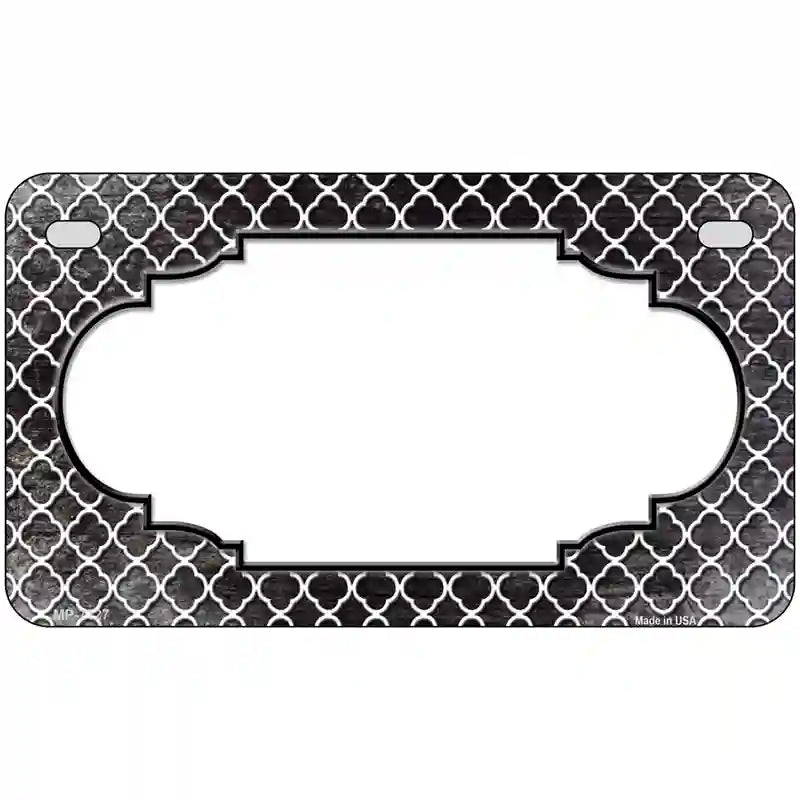 Black White Quatrefoil Scallop Oil Rubbed Metal Novelty License Plate 7" x 4" (MP)