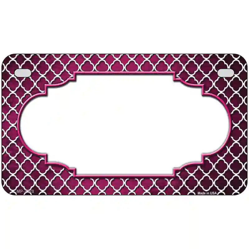 Pink White Quatrefoil Scallop Oil Rubbed Metal Novelty License Plate 7" x 4" (MP)