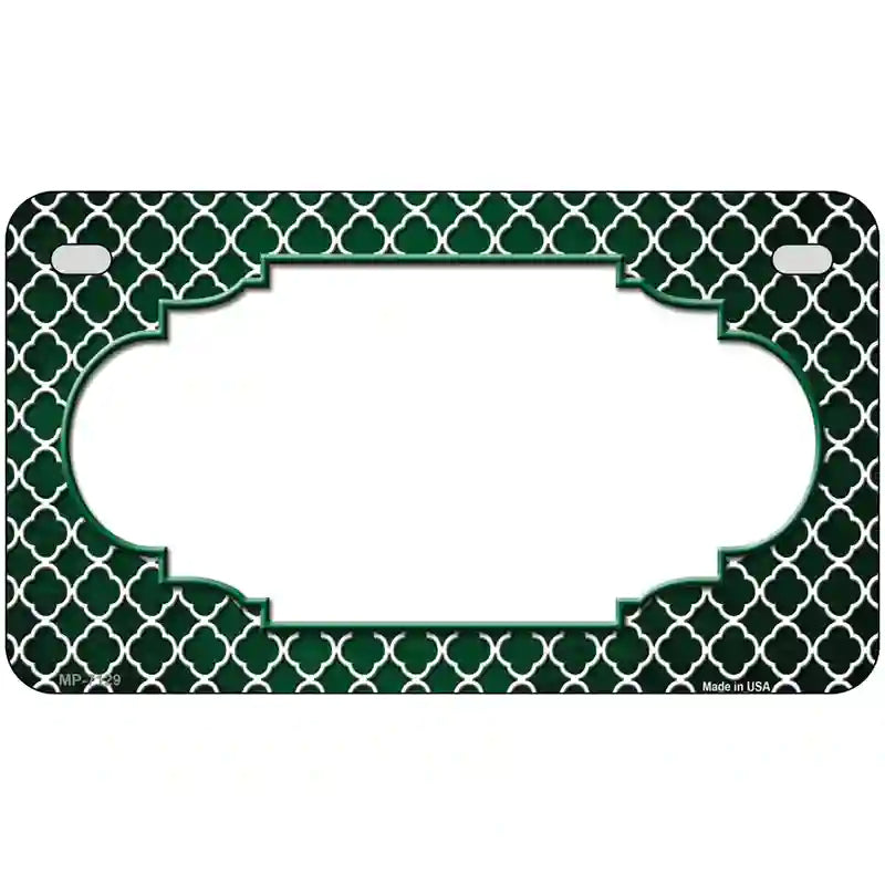 Green White Quatrefoil Scallop Oil Rubbed Metal Novelty License Plate 7" x 4" (MP)