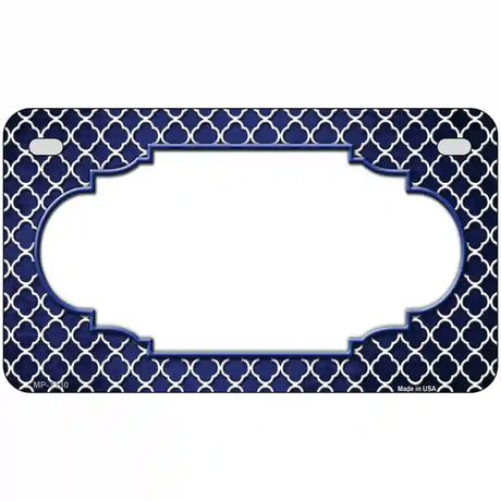 Blue White Quatrefoil Scallop Oil Rubbed Metal Novelty License Plate 7" x 4" (MP)