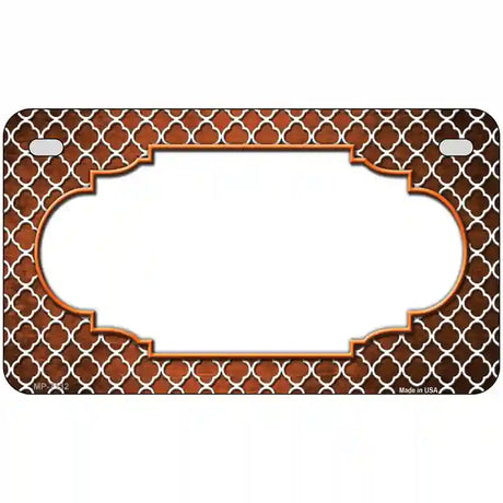 Orange White Quatrefoil Scallop Oil Rubbed Metal Novelty License Plate 7" x 4" (MP)