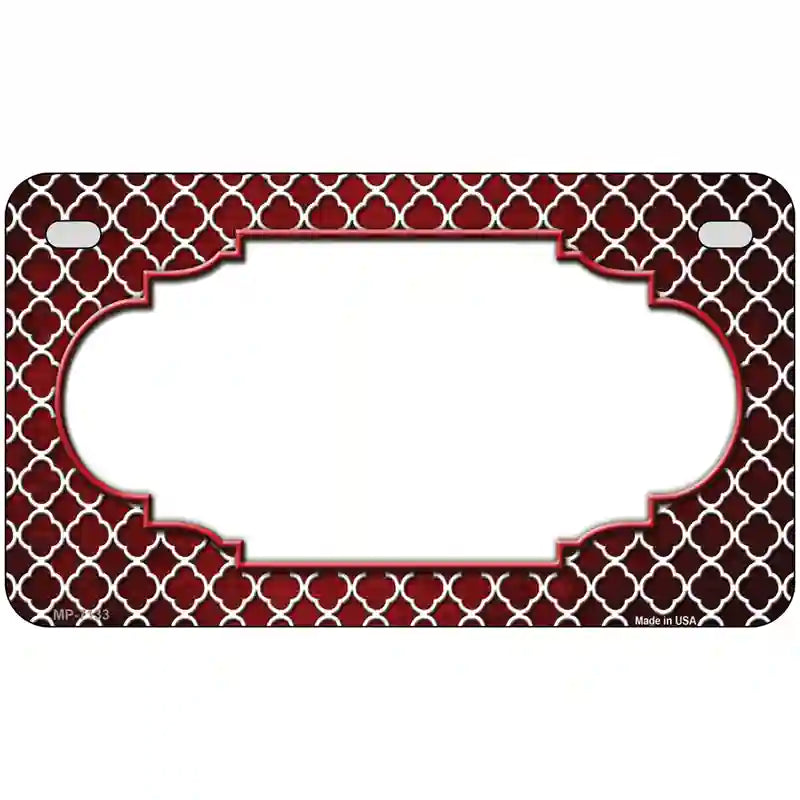 Red White Quatrefoil Scallop Oil Rubbed Metal Novelty License Plate 7" x 4" (MP)