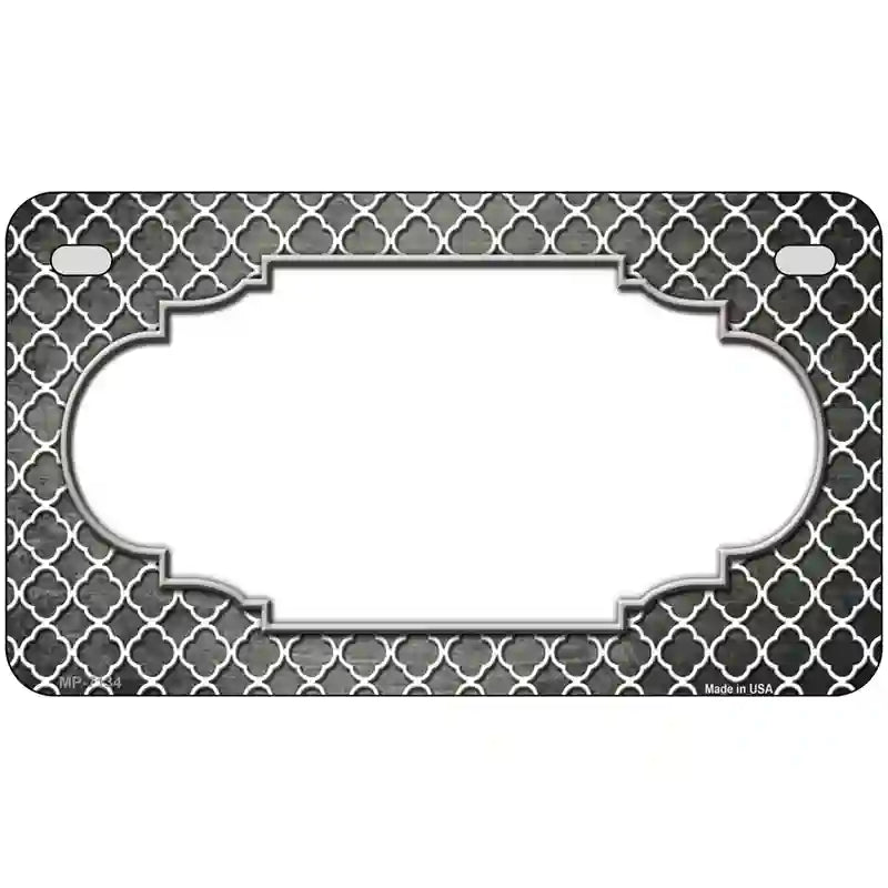 Gray White Quatrefoil Scallop Oil Rubbed Metal Novelty License Plate 7" x 4" (MP)