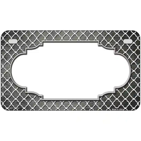 Gray White Quatrefoil Scallop Oil Rubbed Metal Novelty License Plate 7" x 4" (MP)