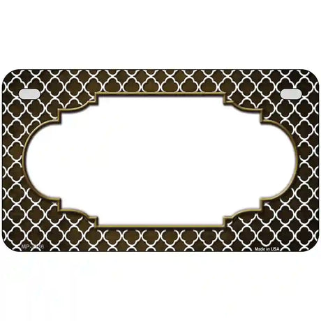 Brown White Quatrefoil Scallop Oil Rubbed Metal Novelty License Plate 7" x 4" (MP)