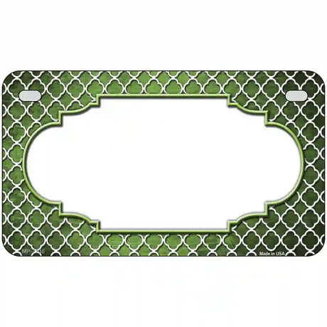 Lime Green White Quatrefoil Scallop Oil Rubbed Metal Novelty License Plate 7" x 4" (MP)