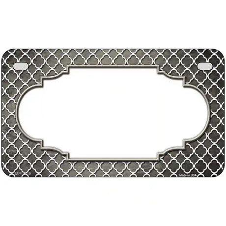 Tan White Quatrefoil Scallop Oil Rubbed Metal Novelty License Plate 7" x 4" (MP)