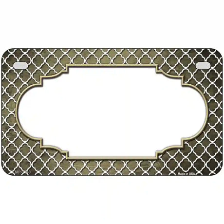 Gold White Quatrefoil Scallop Oil Rubbed Metal Novelty License Plate 7" x 4" (MP)