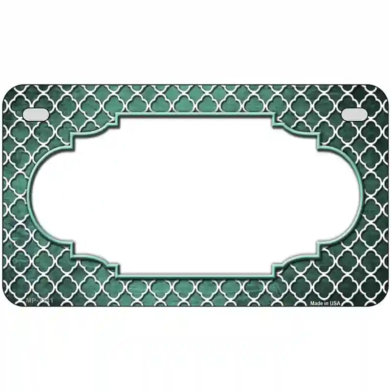 Mint White Quatrefoil Scallop Oil Rubbed Metal Novelty License Plate 7" x 4" (MP)