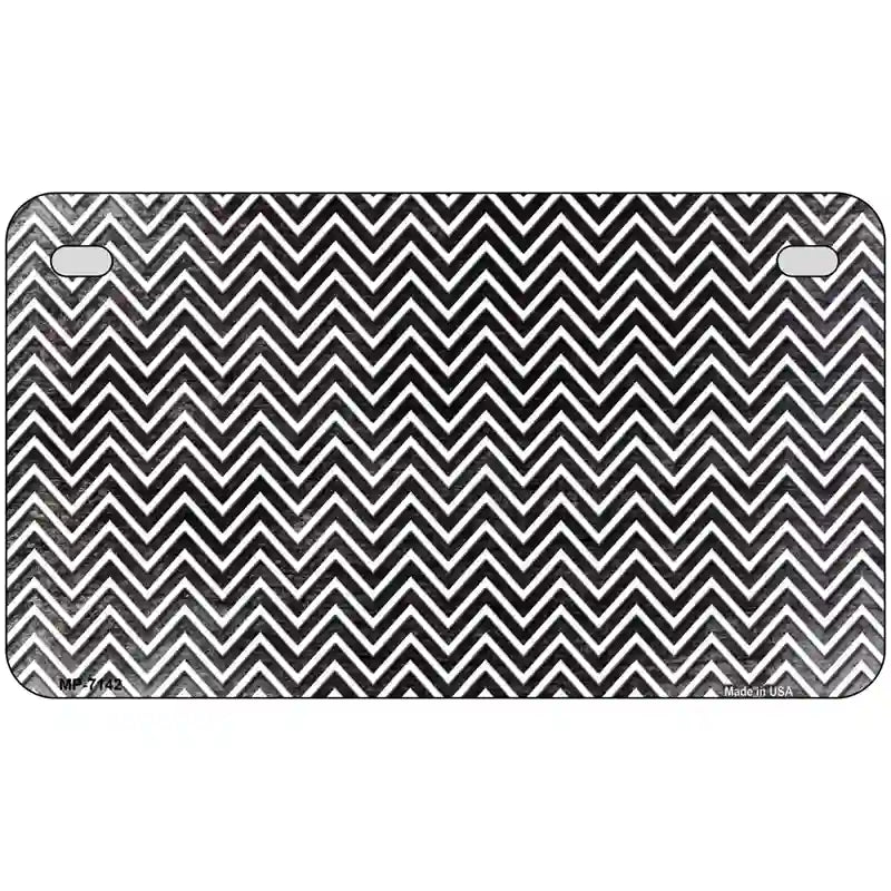 Black White Small Chevron Oil Rubbed Metal Novelty License Plate 7" x 4" (MP)