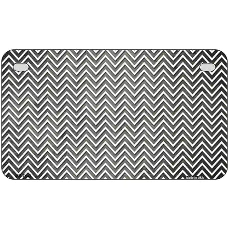 Gray White Small Chevron Oil Rubbed Metal Novelty License Plate 7" x 4" (MP)