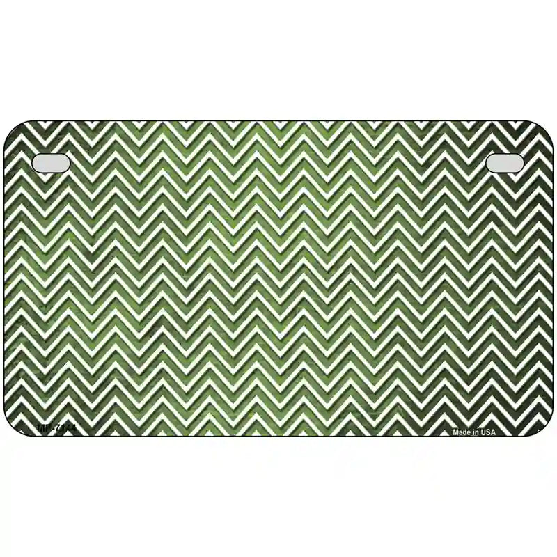 Lime Green White Small Chevron Oil Rubbed Metal Novelty License Plate 7" x 4" (MP)