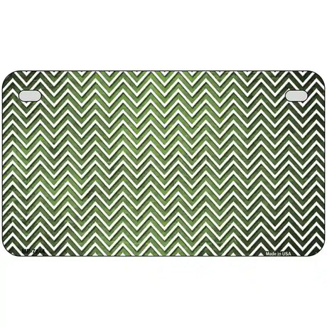 Lime Green White Small Chevron Oil Rubbed Metal Novelty License Plate 7" x 4" (MP)