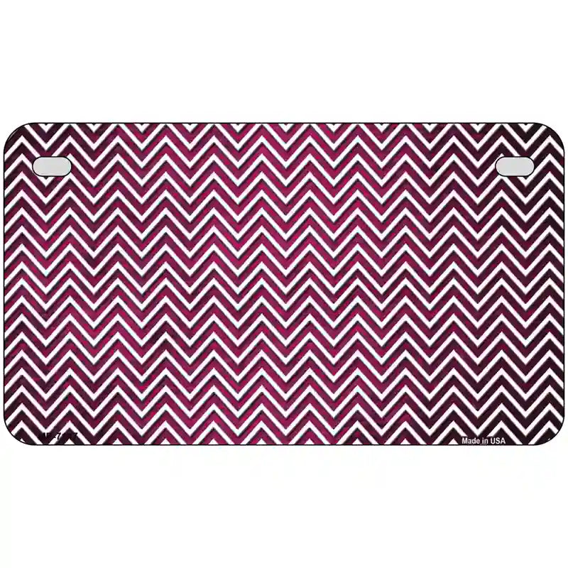 Pink White Small Chevron Oil Rubbed Metal Novelty License Plate 7" x 4" (MP)