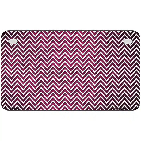 Pink White Small Chevron Oil Rubbed Metal Novelty License Plate 7" x 4" (MP)