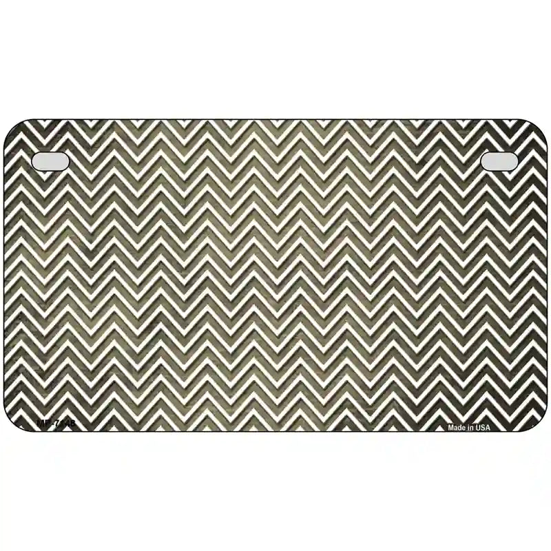 Gold White Small Chevron Oil Rubbed Metal Novelty License Plate 7" x 4" (MP)