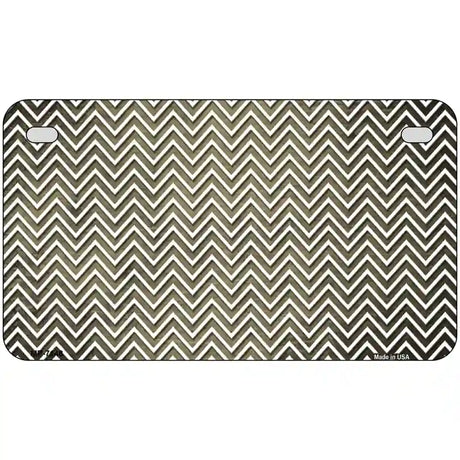 Gold White Small Chevron Oil Rubbed Metal Novelty License Plate 7" x 4" (MP)