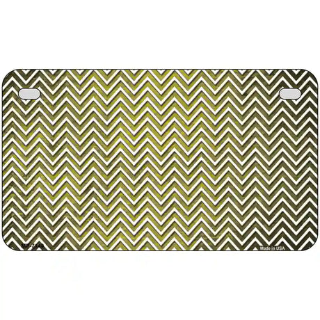 Yellow White Small Chevron Oil Rubbed Metal Novelty License Plate 7" x 4" (MP)