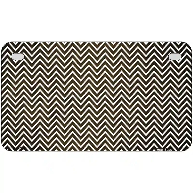 Brown White Small Chevron Oil Rubbed Metal Novelty License Plate 7" x 4" (MP)