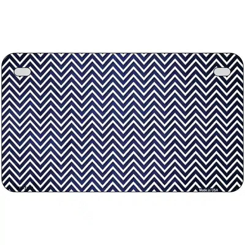 Blue White Small Chevron Oil Rubbed Metal Novelty License Plate 7" x 4" (MP)