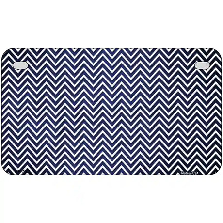 Blue White Small Chevron Oil Rubbed Metal Novelty License Plate 7" x 4" (MP)