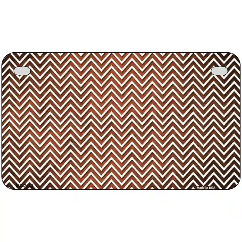 Orange White Small Chevron Oil Rubbed Metal Novelty License Plate 7" x 4" (MP)