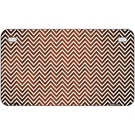 Orange White Small Chevron Oil Rubbed Metal Novelty License Plate 7" x 4" (MP)