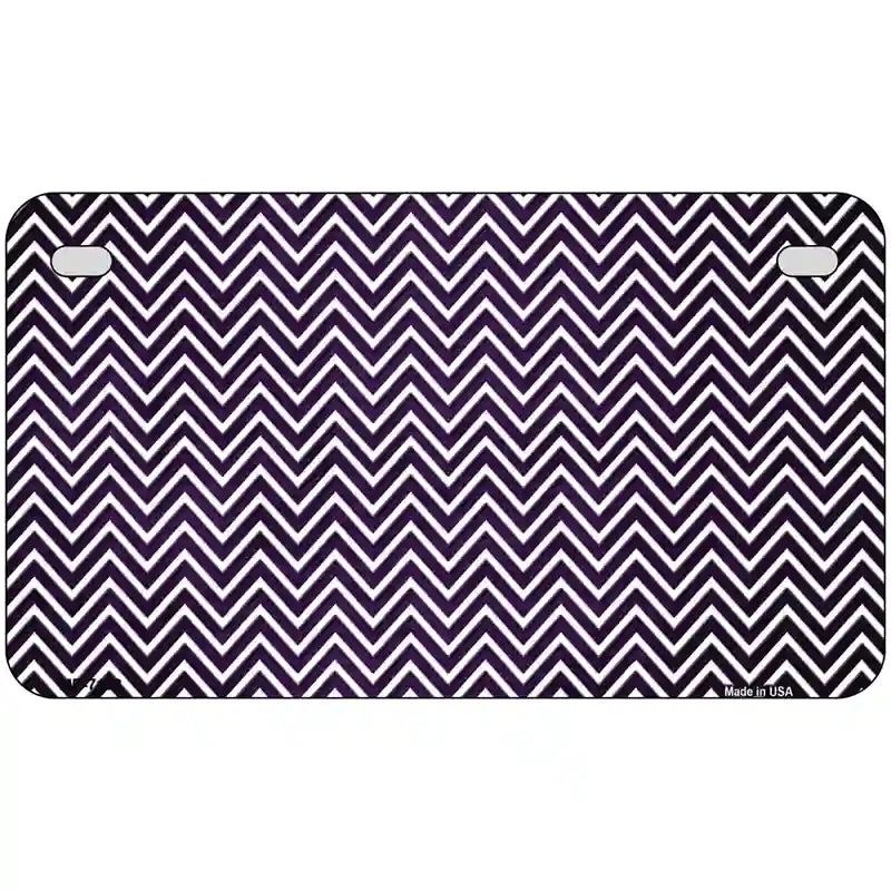 Purple White Small Chevron Oil Rubbed Metal Novelty License Plate 7" x 4" (MP)