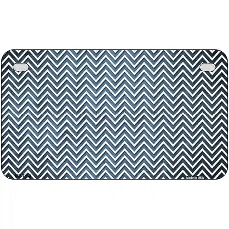 Light Blue White Small Chevron Oil Rubbed Metal Novelty License Plate 7" x 4" (MP)