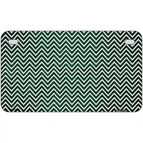 Green White Small Chevron Oil Rubbed Metal Novelty License Plate 7" x 4" (MP)