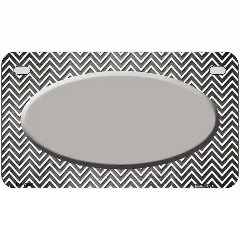 Gray White Small Chevron Oval Oil Rubbed Metal Novelty License Plate 7" x 4" (MP)