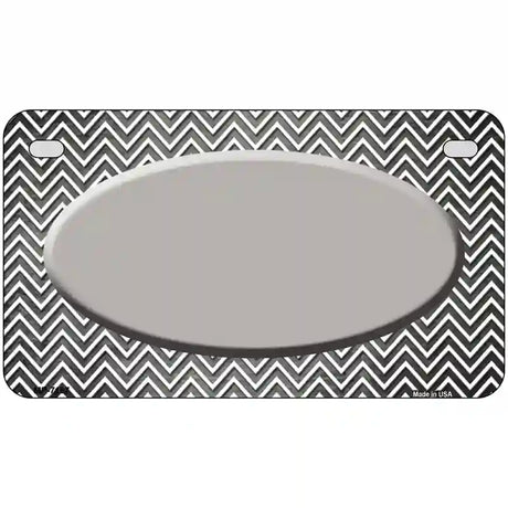 Gray White Small Chevron Oval Oil Rubbed Metal Novelty License Plate 7" x 4" (MP)