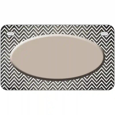 Tan White Small Chevron Oval Oil Rubbed Metal Novelty License Plate 7" x 4" (MP)