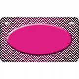 Pink White Small Chevron Oval Oil Rubbed Metal Novelty License Plate 7" x 4" (MP)