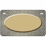 Gold White Small Chevron Oval Oil Rubbed Metal Novelty License Plate 7" x 4" (MP)