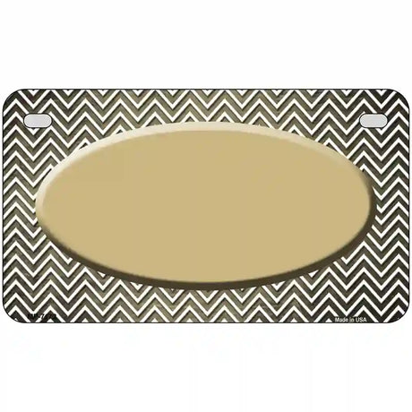 Gold White Small Chevron Oval Oil Rubbed Metal Novelty License Plate 7" x 4" (MP)