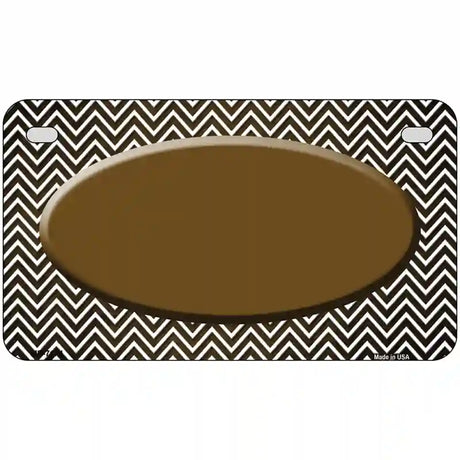 Brown White Small Chevron Oval Oil Rubbed Metal Novelty License Plate 7" x 4" (MP)