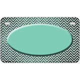 Mint White Small Chevron Oval Oil Rubbed Metal Novelty License Plate 7" x 4" (MP)